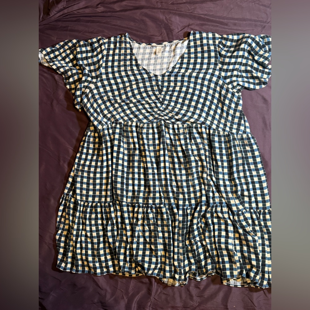 Ava & Viv Blue and White Checkered Dress